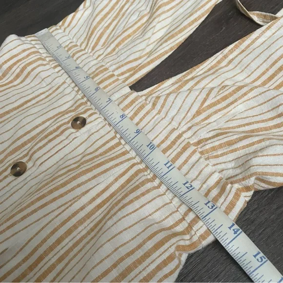 Urban Outfitters Millie Stripe Plunging Cream and Tan Backless Dress - Picture 9 of 13